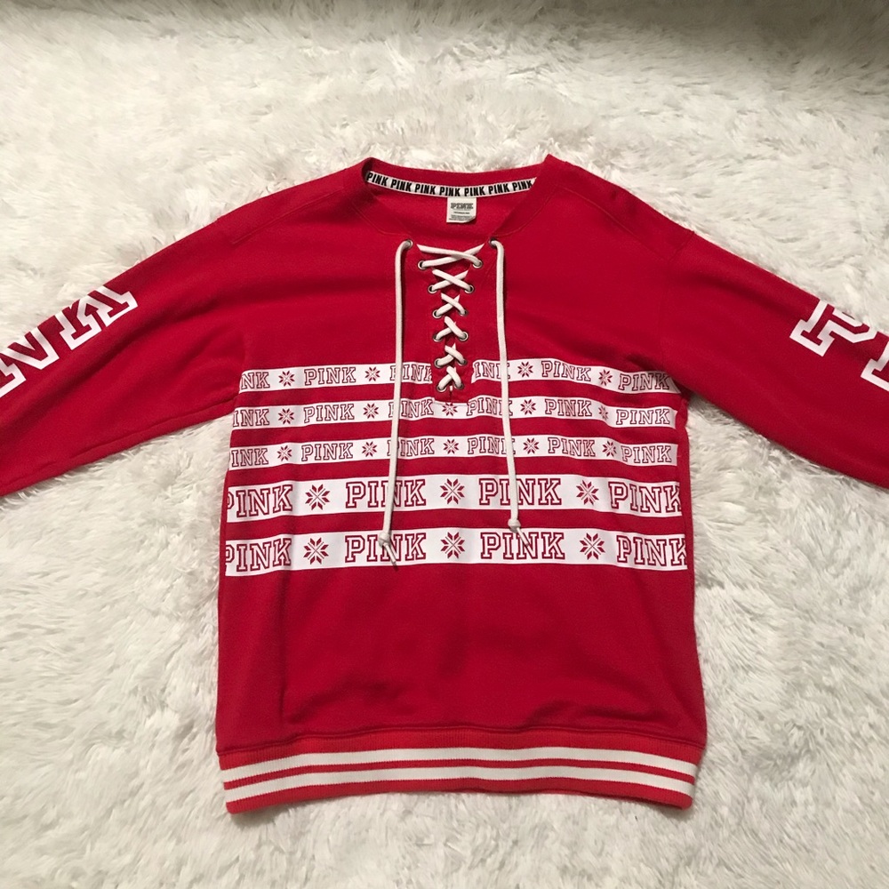 Victoria Secret PINK Sweater Red & White - Medium